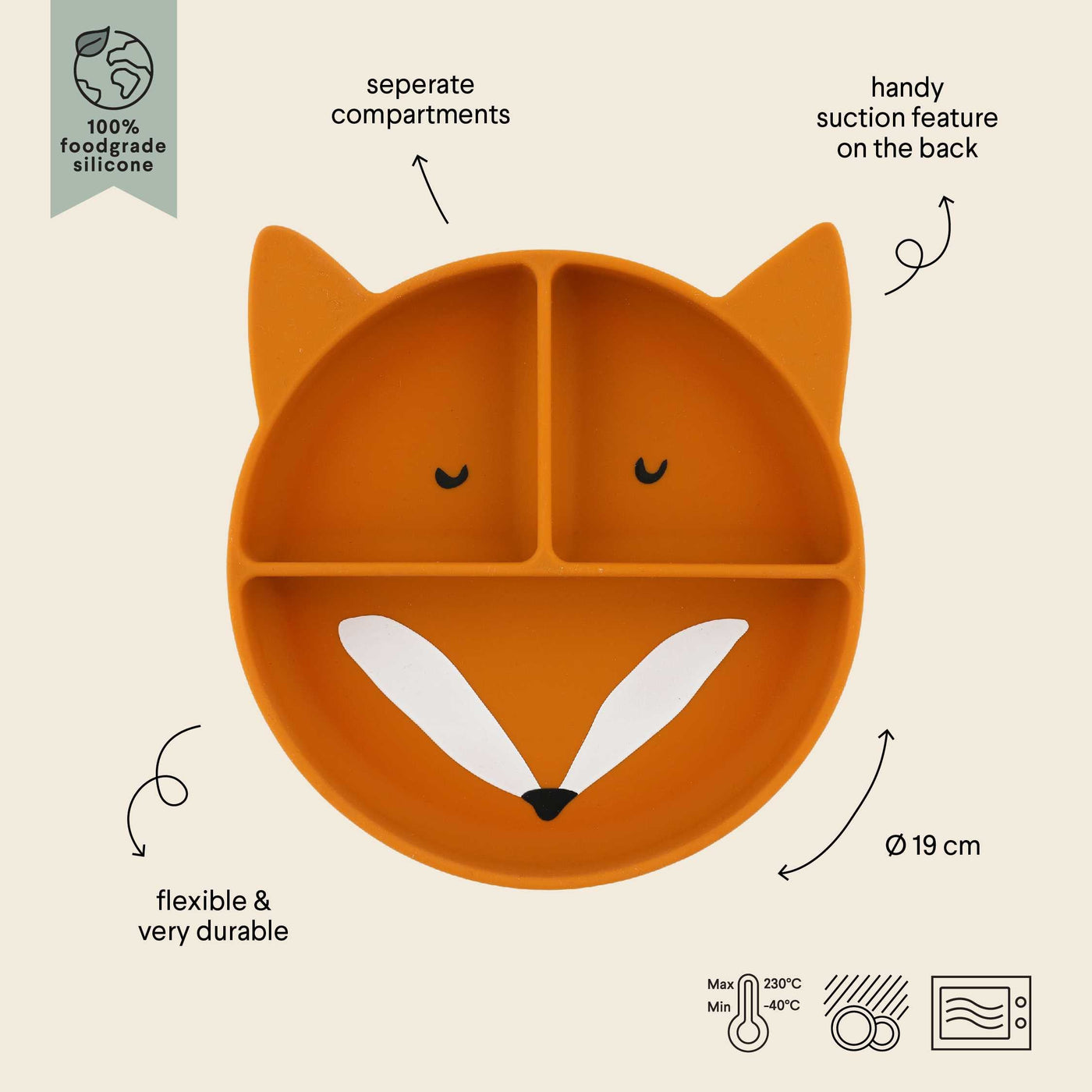Trixie - Siliconen Bord Mr. Fox met Vakjes en Zuignap