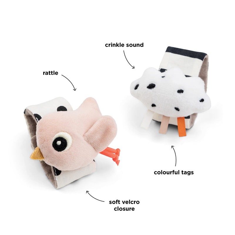 Done By Deer - Armband Rammelaar Happy Clouds Powder (2pack)