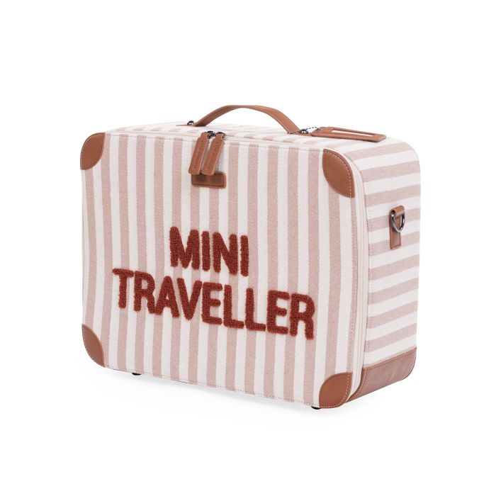 Childhome - Kids Mini Traveller Koffer | Stripes Nude / Terracotta