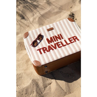 Childhome - Kids Mini Traveller Koffer | Stripes Nude / Terracotta