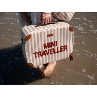 Childhome - Kids Mini Traveller Koffer | Stripes Nude / Terracotta