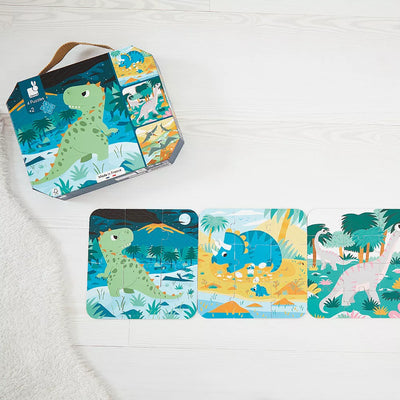 Janod - Evolutieve Puzzel Dinosaurs (4 puzzels) | Prehistorische Puzzelset voor Peuters