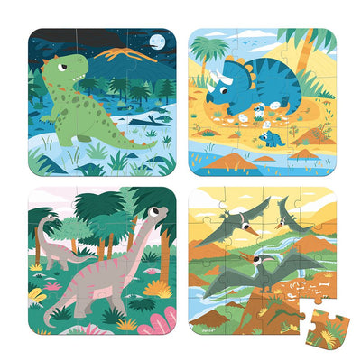 Janod - Evolutieve Puzzel Dinosaurs (4 puzzels) | Prehistorische Puzzelset voor Peuters