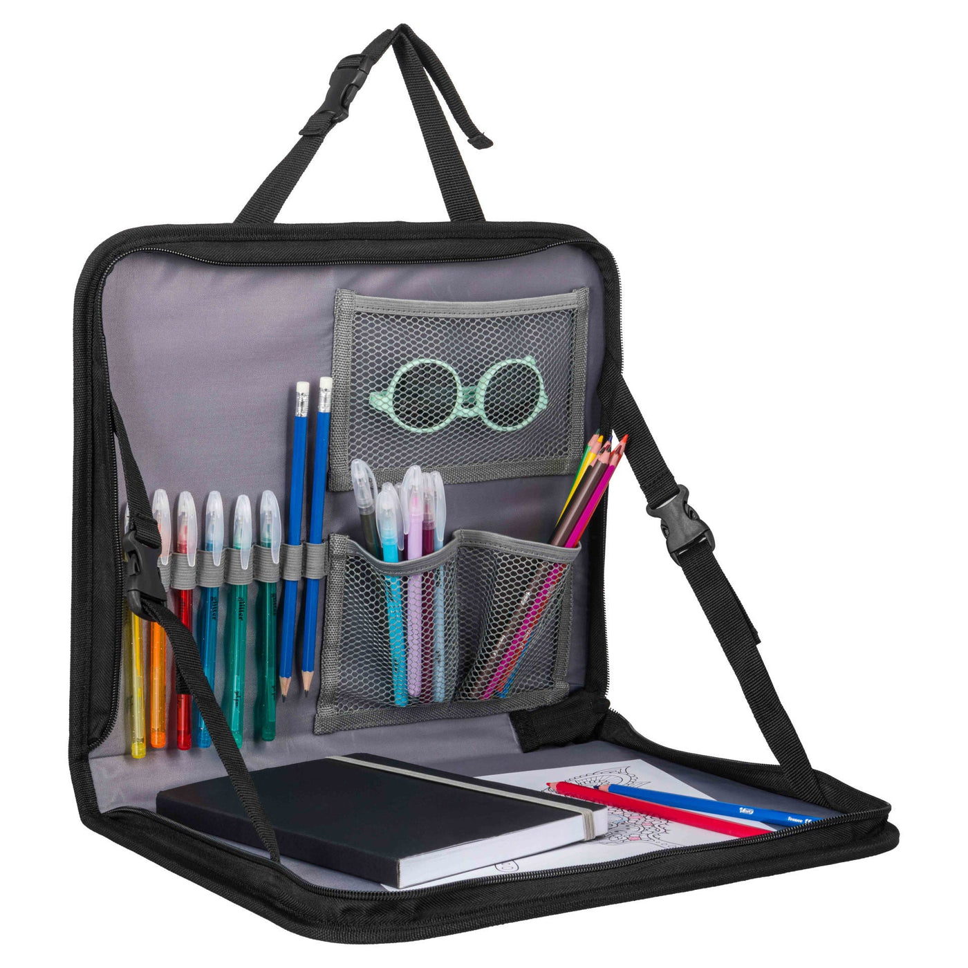 Dooky - Tray Achterbank Auto Black | Met Tablethouder | Opvouwbaar Ontwerp