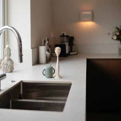 Mushie - Siliconen Flesborstel | Natural