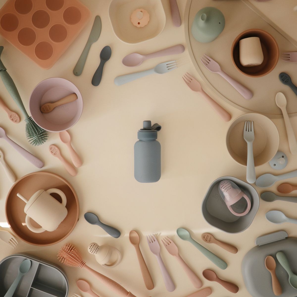 Mushie - Silicone Knijpzakje / Drinkfles Puree Pouch | Cambridge Blue