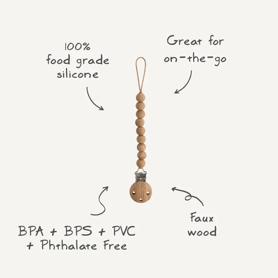 Mushie - Fopspeenketting Hera | Faux Wood